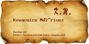 Kovacsics Máriusz névjegykártya